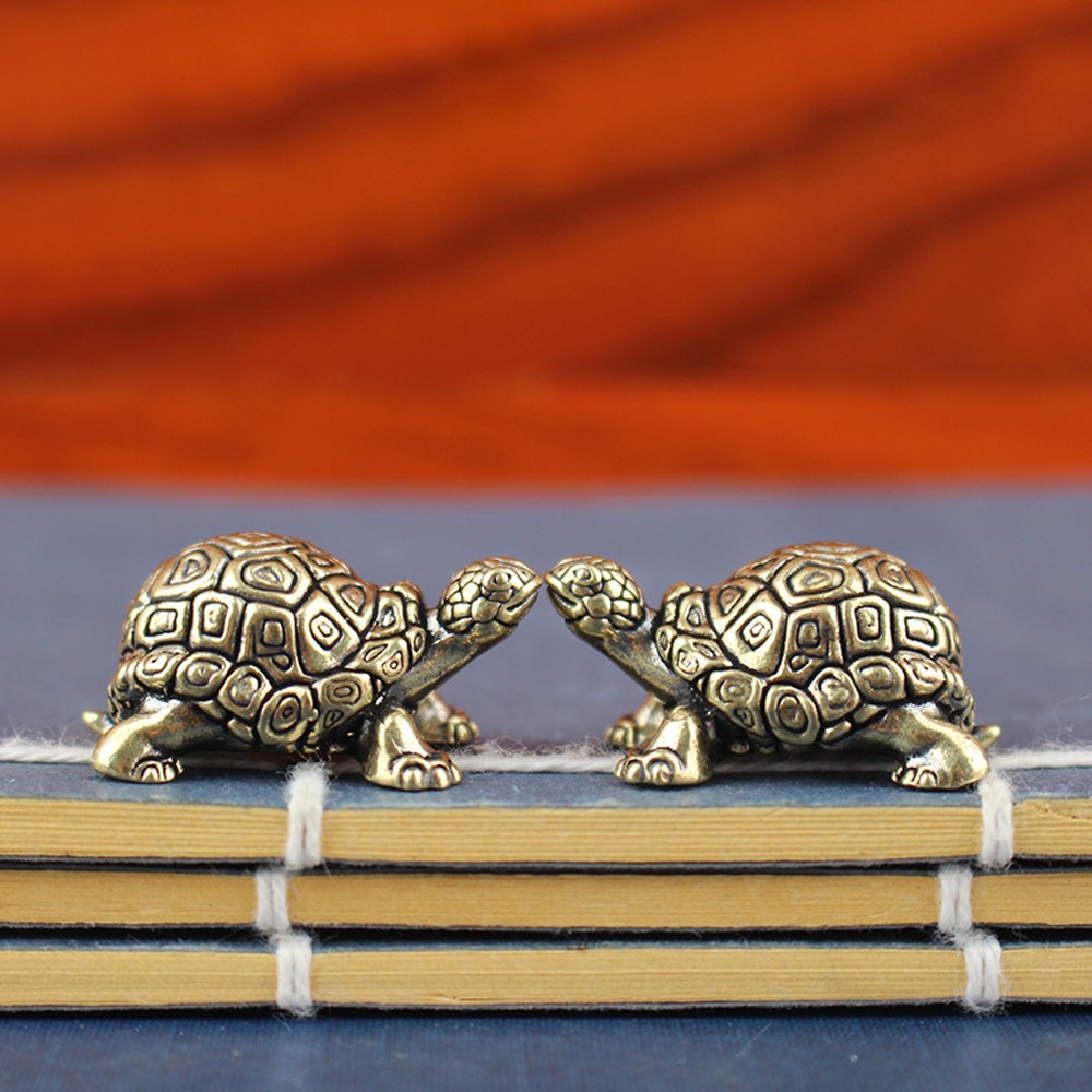 Brass Tortoise Animal Figurine Miniature Statue Table Desk Home Decoration Toy