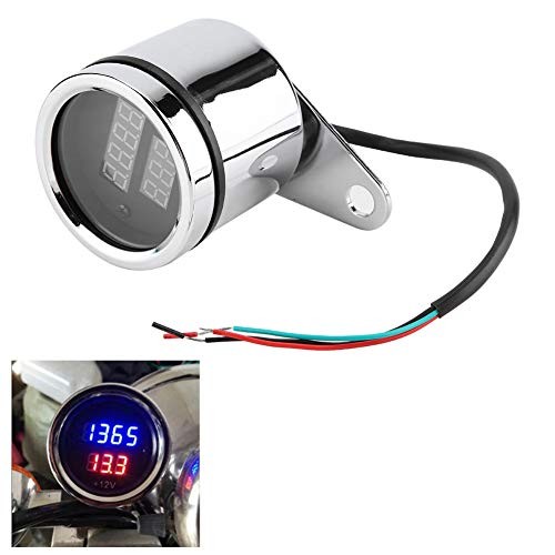 Electronic Tachometer, 2 in 1 Motorcycle LED Digital Voltmeter Tachometer