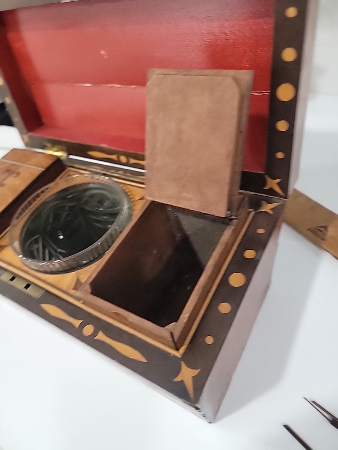 Antique English Early 19th Century Triple Tea Chest Caddy Box w/ Inlay