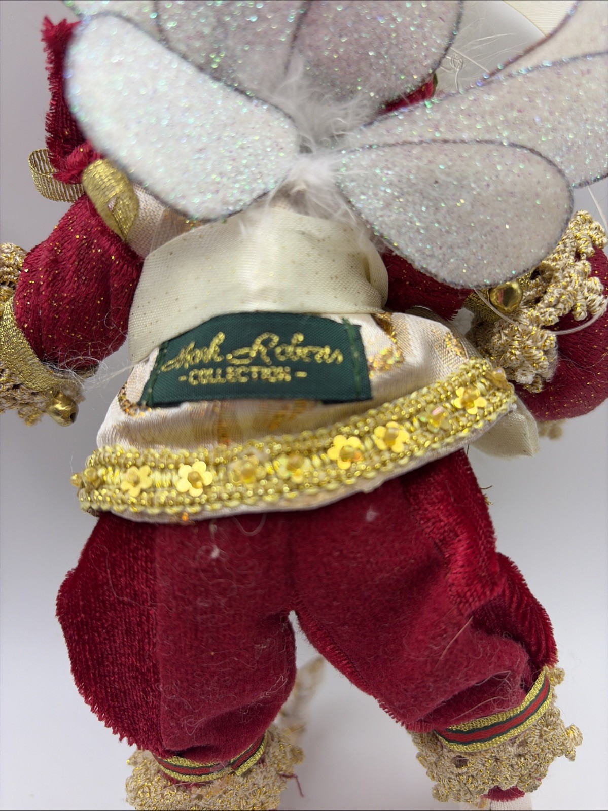 Mark Roberts Dove Fairy Santa Winged Ornament 9” White Doves Wire Glasses