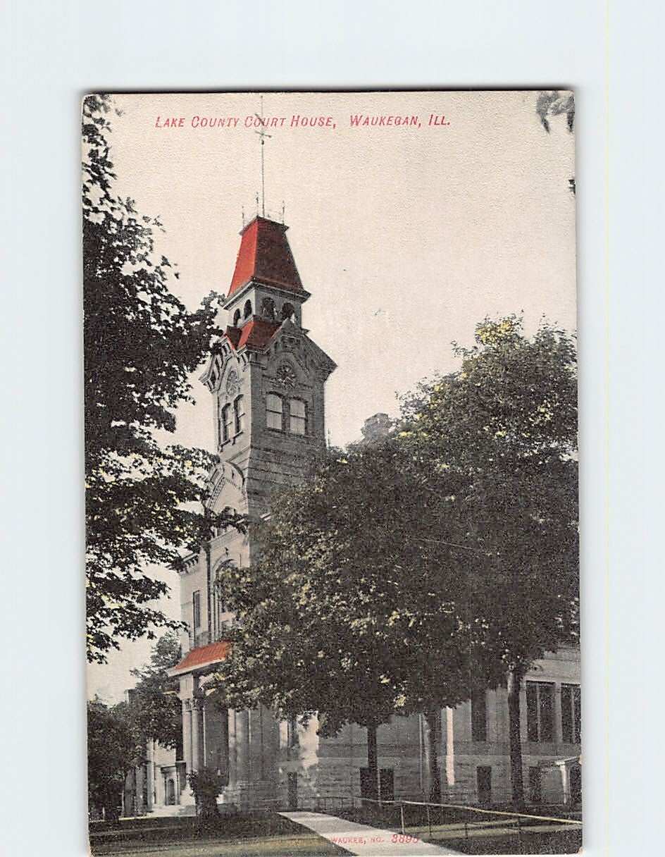 Postcard Lake County Court House Waukegan Illinois USA