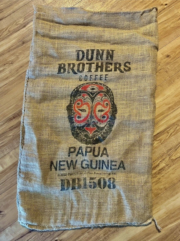 Large Decorative Papúa New Guinea Jute Burlap Coffee Bag – 17” x 30”