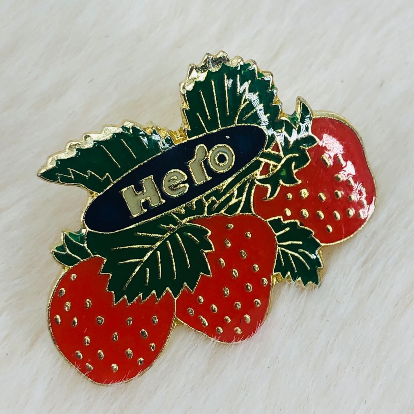 Hero Strawberry Fruit Spread Jam Advertising Enamel Lapel Pin