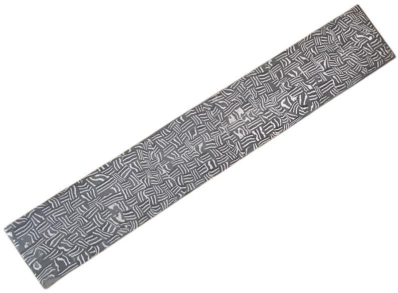 Mosaic Damascus Steel Billet | Basket Weave Pattern | Hand Forged Bar for Knife