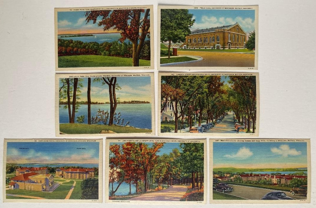 Seven Different Postcards University of Wisconsin Madison 1940s Linen NOS