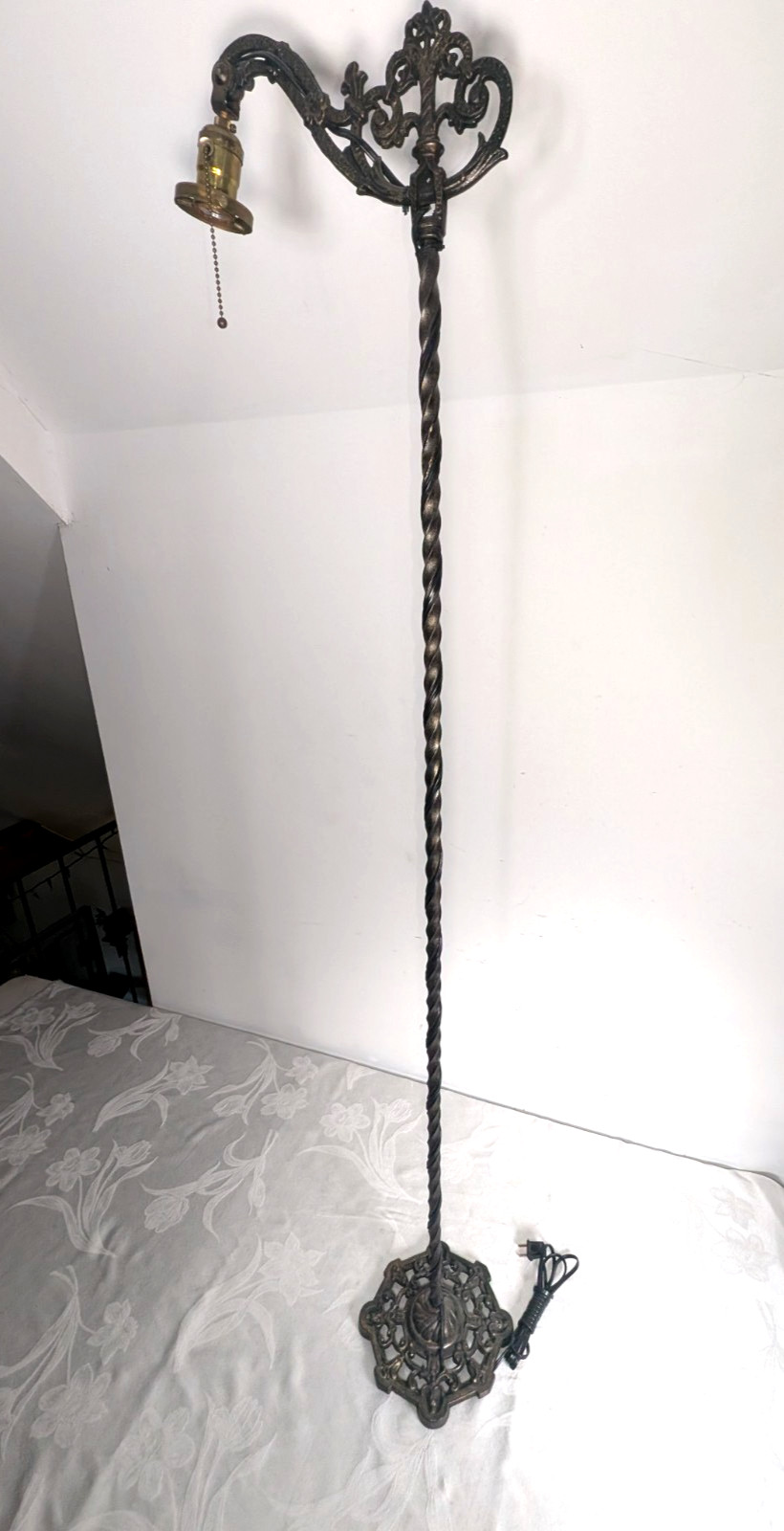 Antique Victorian Bridge Arm Floor Lamp THE SHADE NOT INCLUDED READ