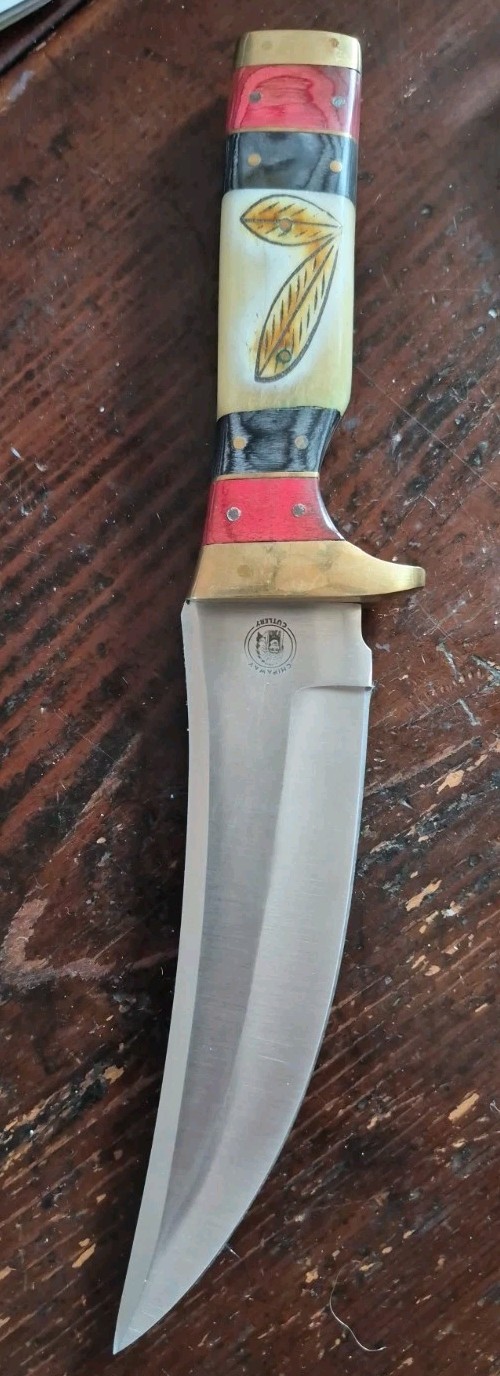 CHIPAWAY CUTLERY Eagle Feather Bowie 12″ Knife w/Bone Handle 43498