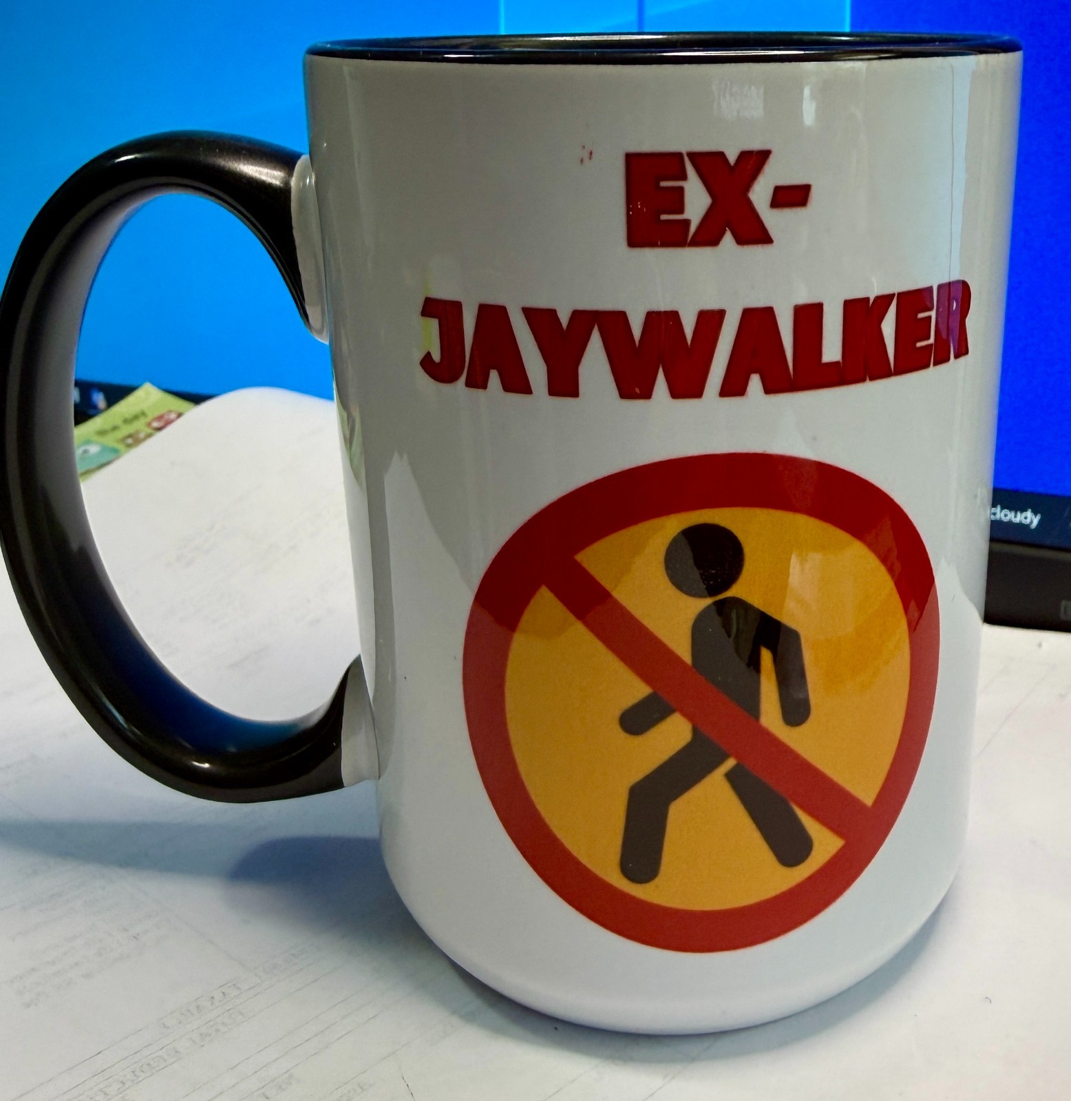 AA Alcoholics Anonymous Ex-Jaywalker Coffee Mug NEW 15 ounce Black Handle/Inside