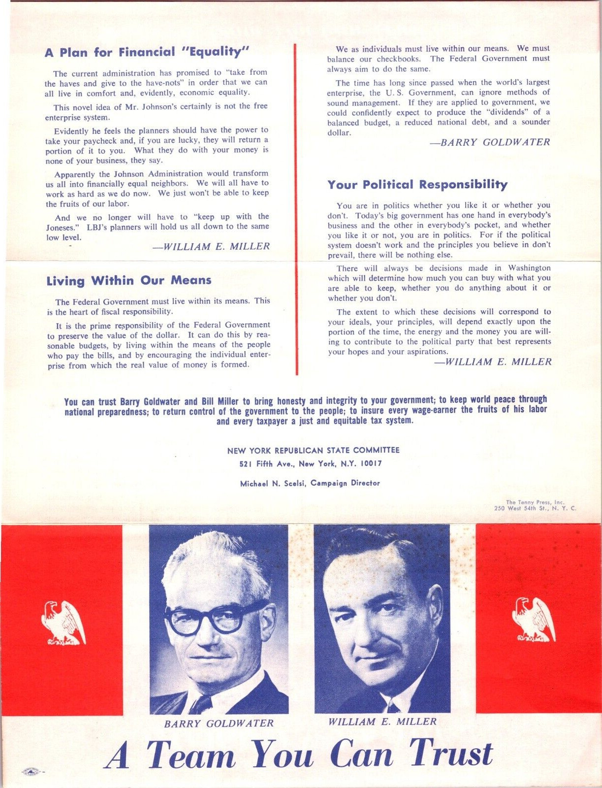 Barry Goldwater for President, 1964, Campaign Pamphlet, #CPP524
