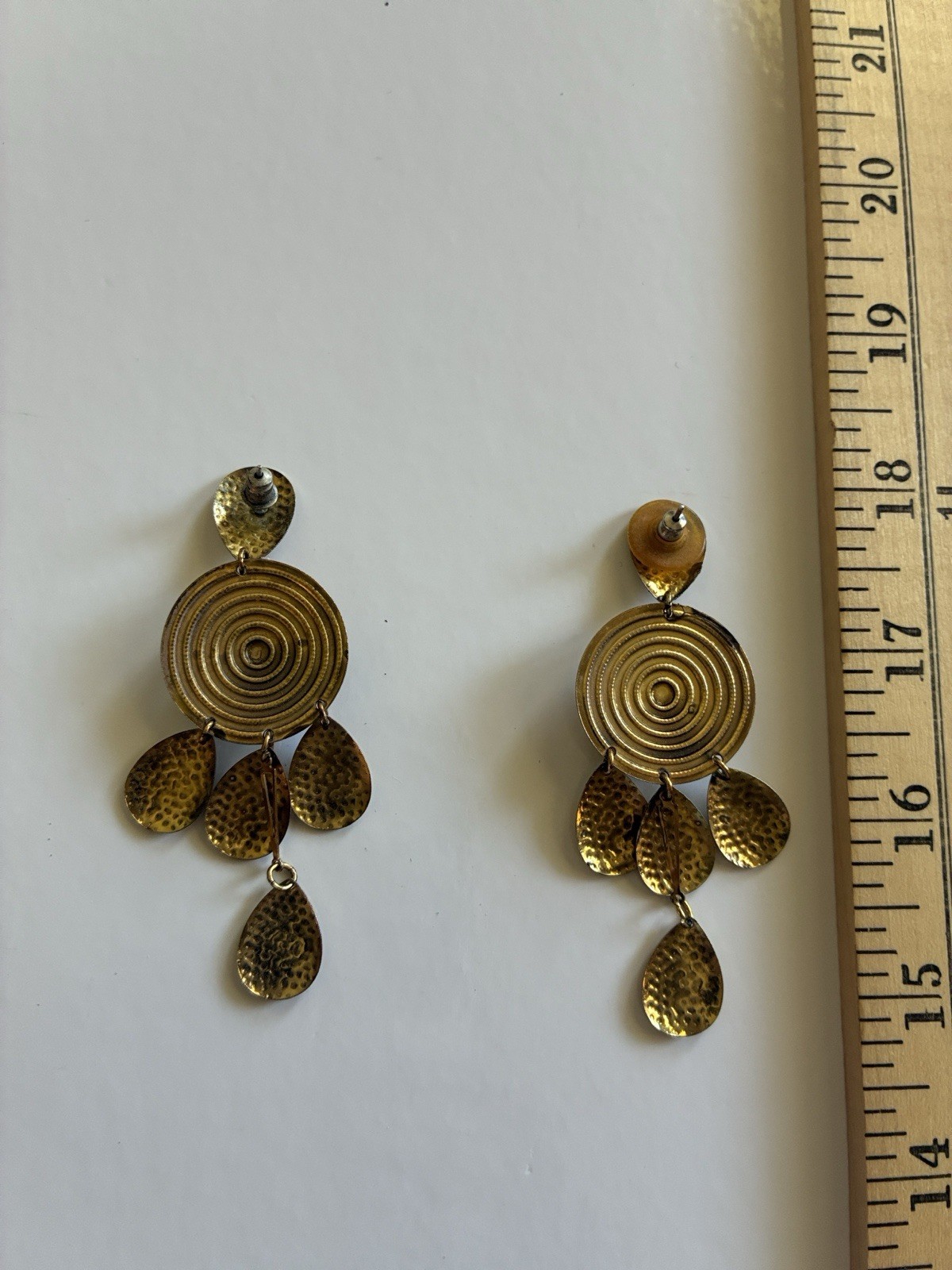 Gold Tone Red Crystal Dangle Drop Earrings, Butterfly Back, 2.5 in