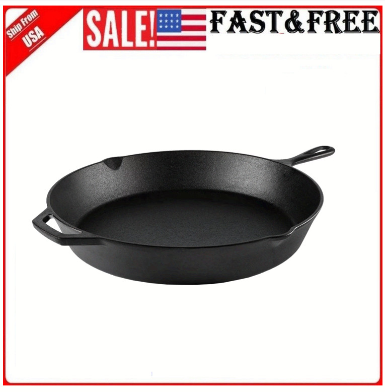 Ozark Trail 15″ Pre-Seasoned Cast Iron Skillet with Handle Black – New