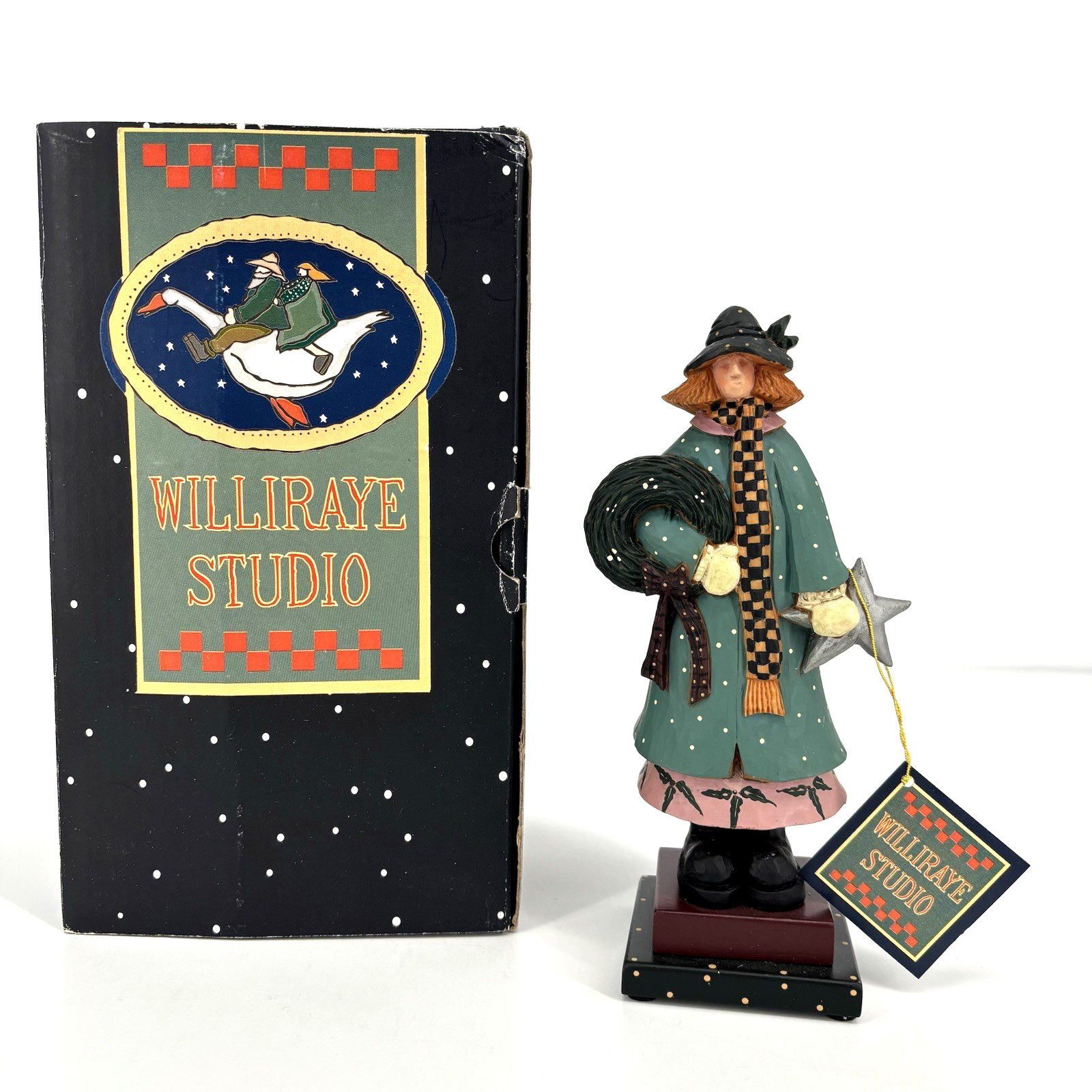 Williraye Studio WW1057 Figurine Girl With Star & Wreath 1997 Folk Art NIB