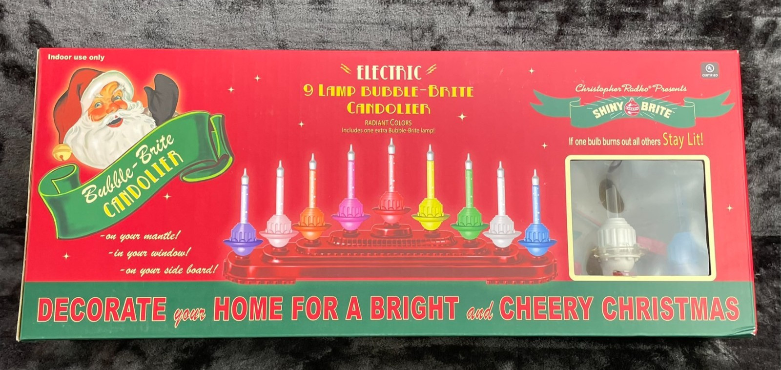 Christopher Radko Shiny Brite Flicker 9 Light Candolier Multi Color