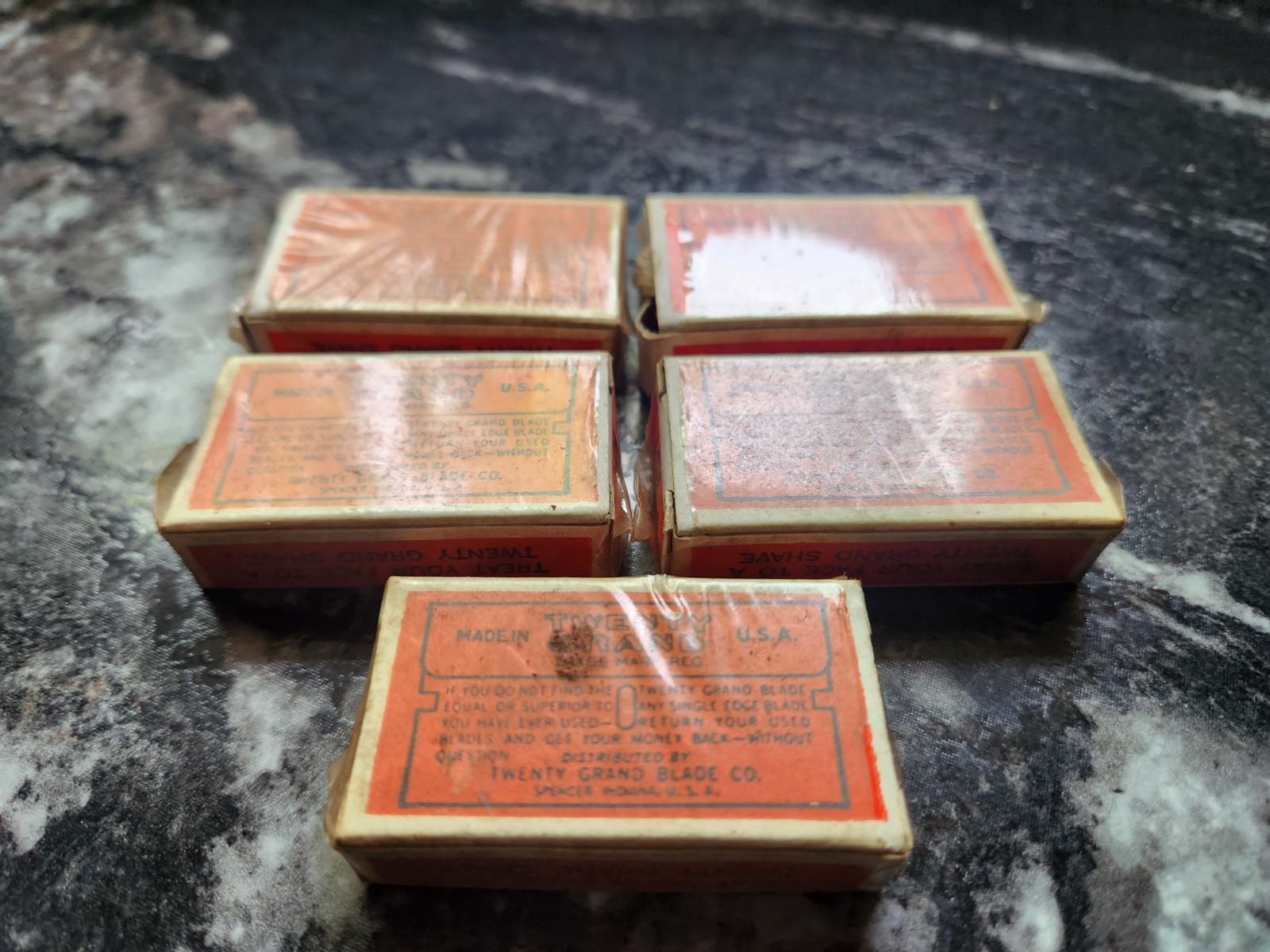 Antq 5 Full NOS TWENTYGRAND SINGLE EDGE RAZOR BLADES Boxes Kentucky Derby Horse