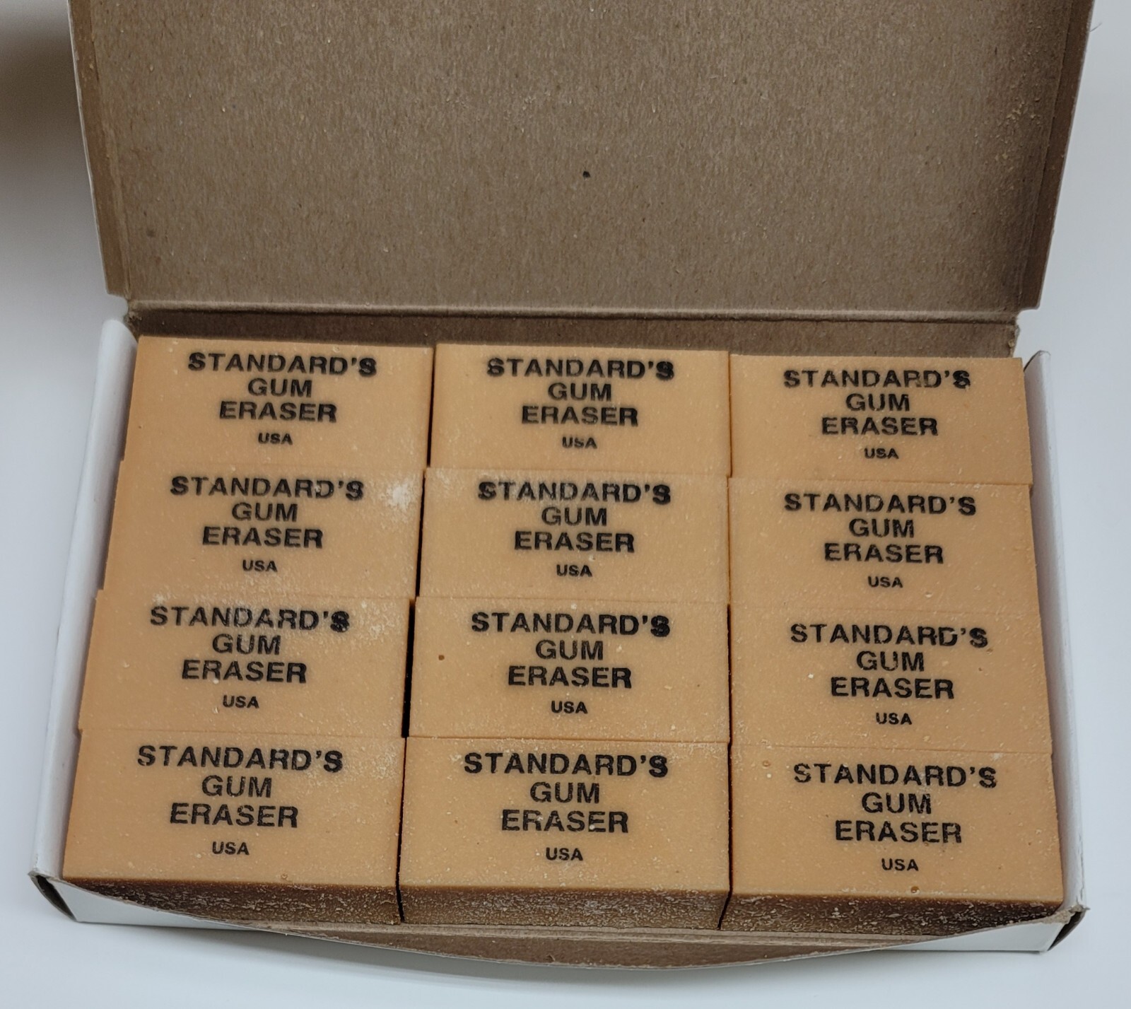 Box of 12 STANDARD’s ARTGUM ERASER USA VINTAGE – NOS Block Shaped