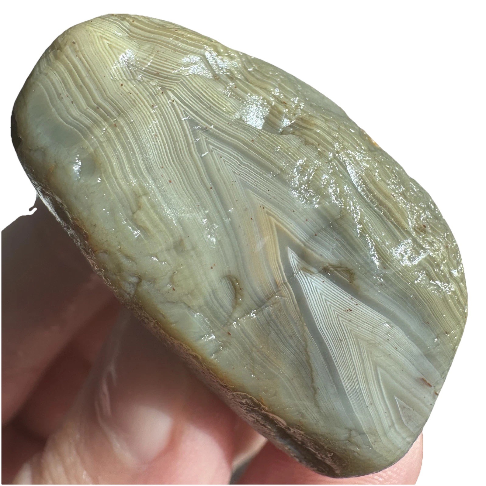 Personal Collection 🔥 Blue White Shadow Parallax Lake Superior Agate 1.38 Oz.