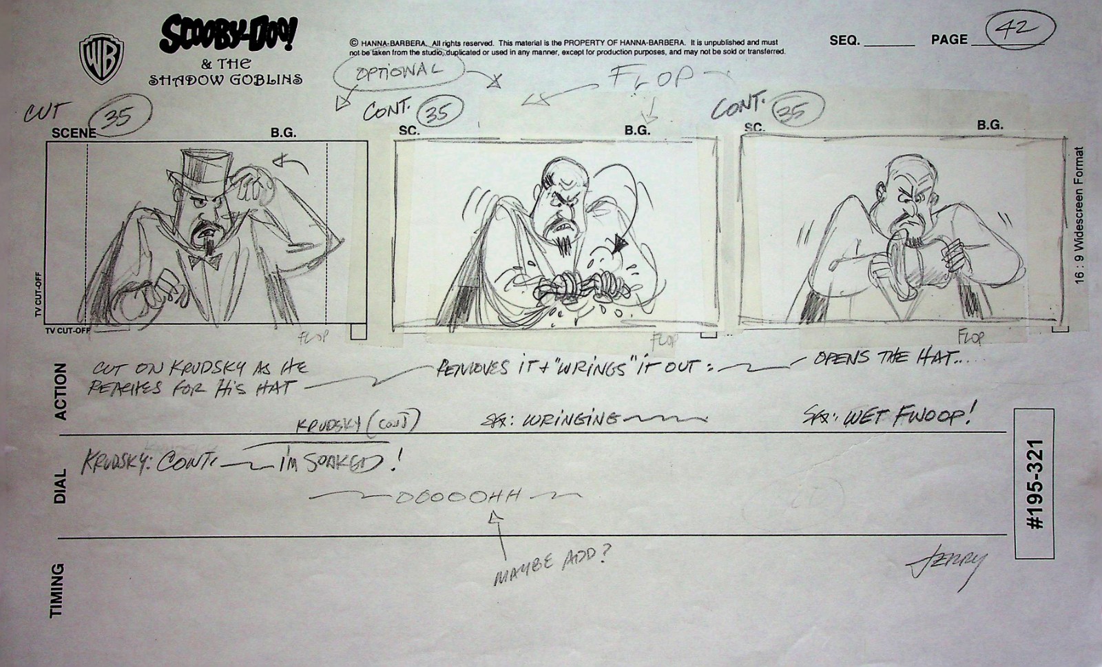Scooby-Doo! 2009 Movie JERRY EISENBERG Hand-Drawn Storyboard #LF