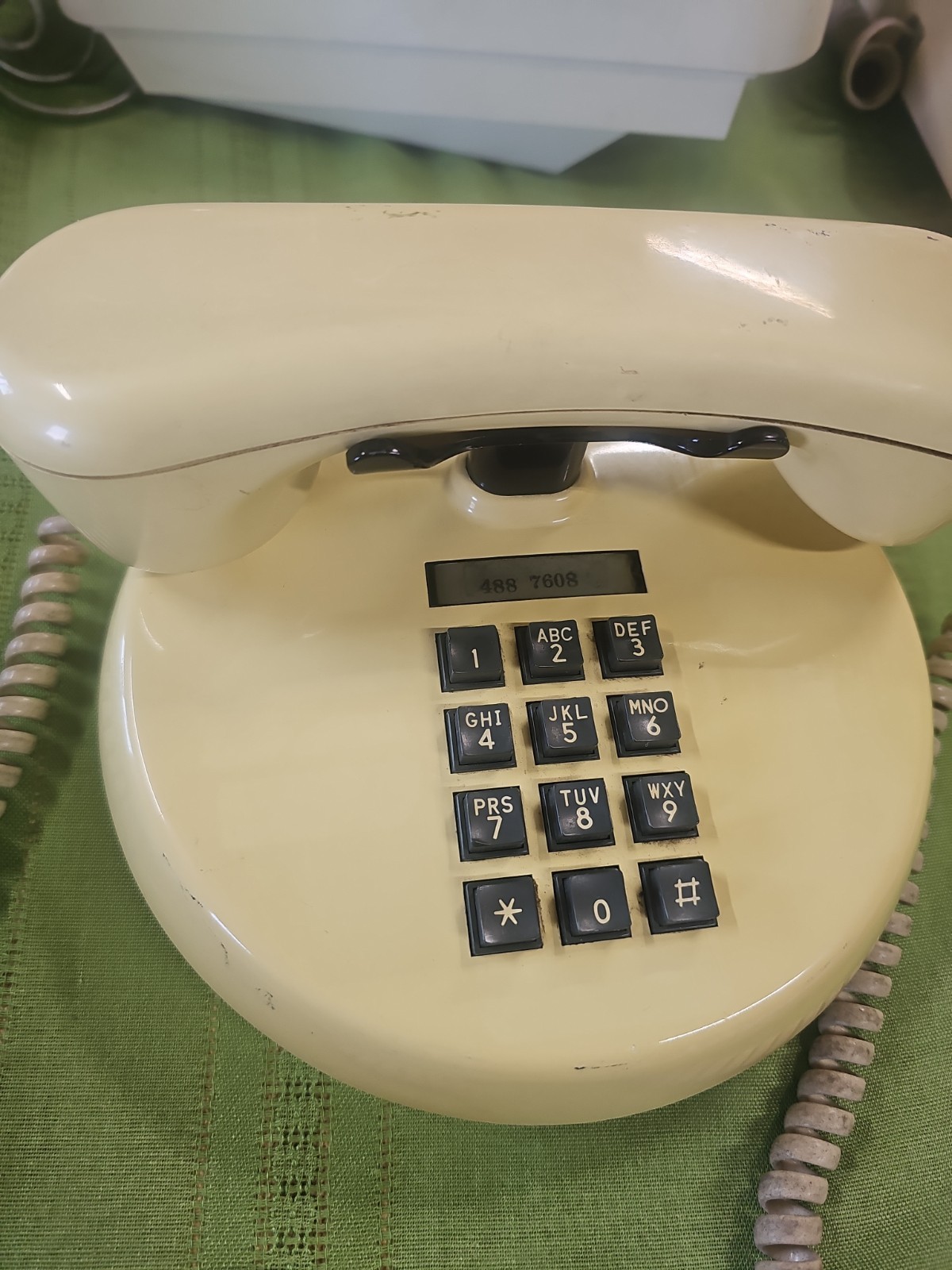 Vintage 1970s Northern Telecom Round Push-Button Phone Telephone – Yellow Retro