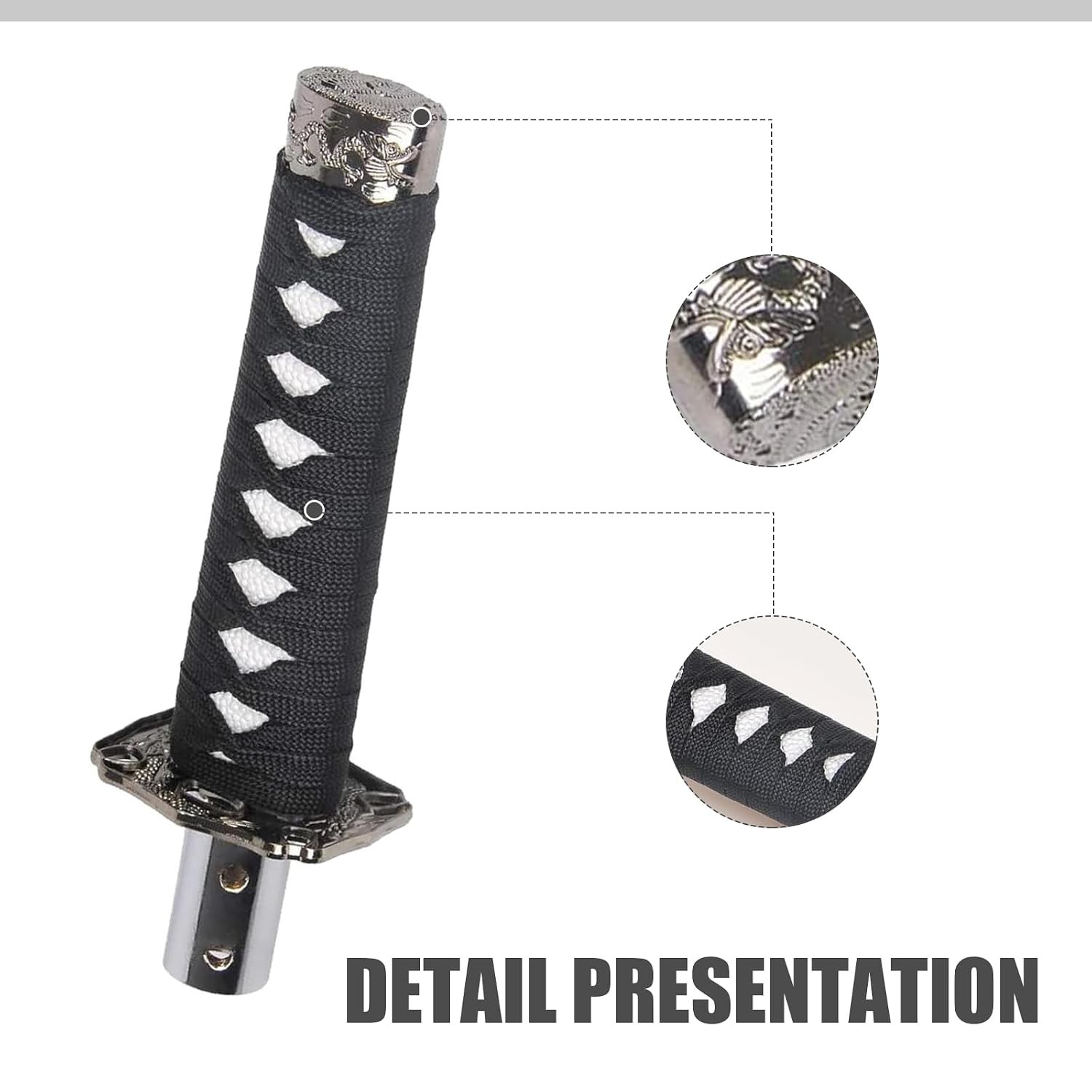 Personalized Katana Samurai Shift Knob 6.14″ Black & White Custom Gear Shift