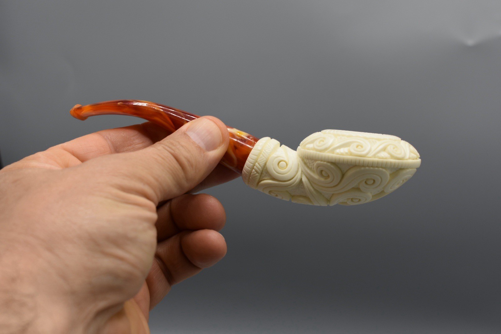 Ornate Squad Rhodesian Pipe By EGE -new-block Meerschaum Handmade W Case#37