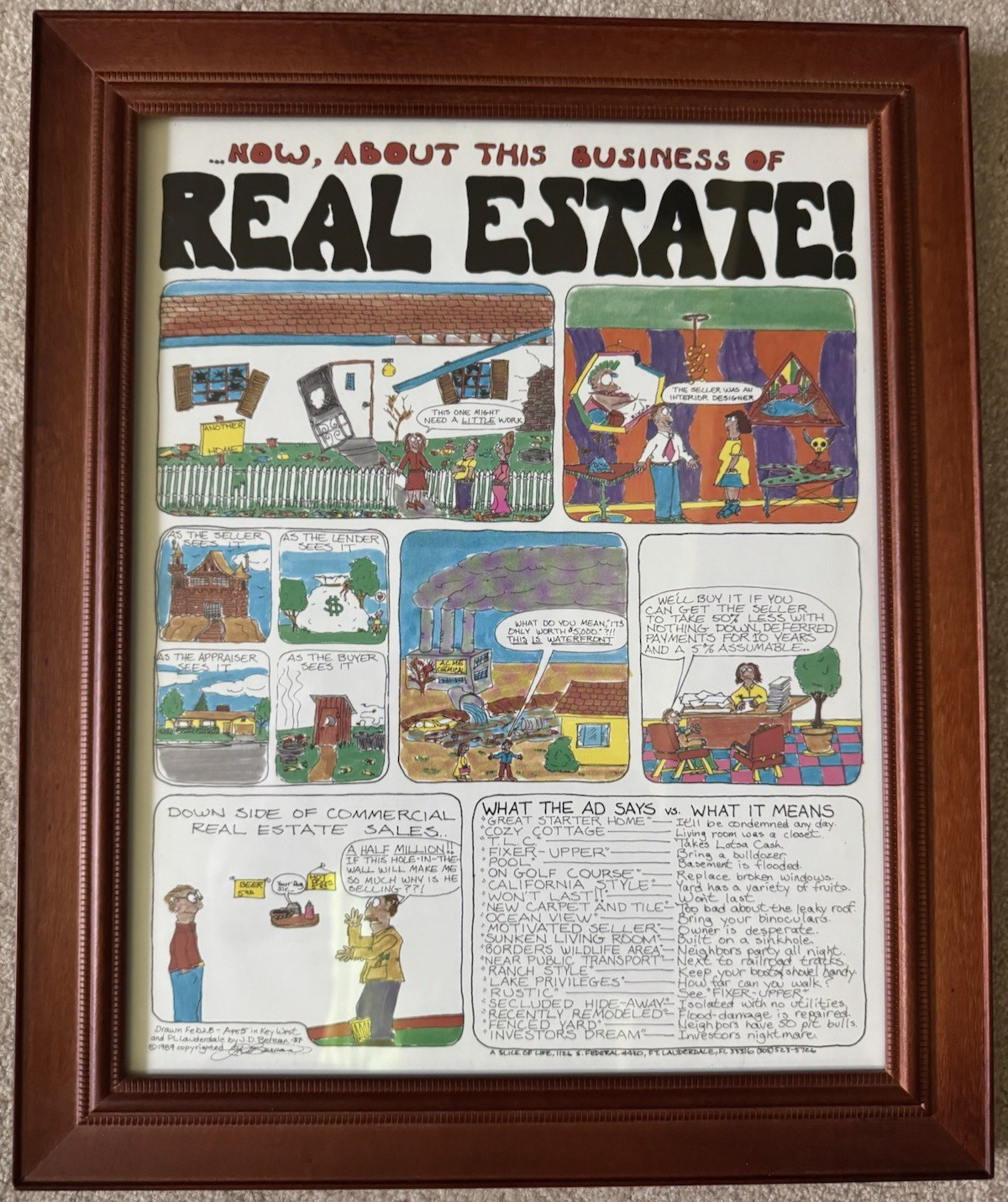 Framed Comic Art “Real Estate Humor” 11×14 Funny Realtor Office Wall Decor