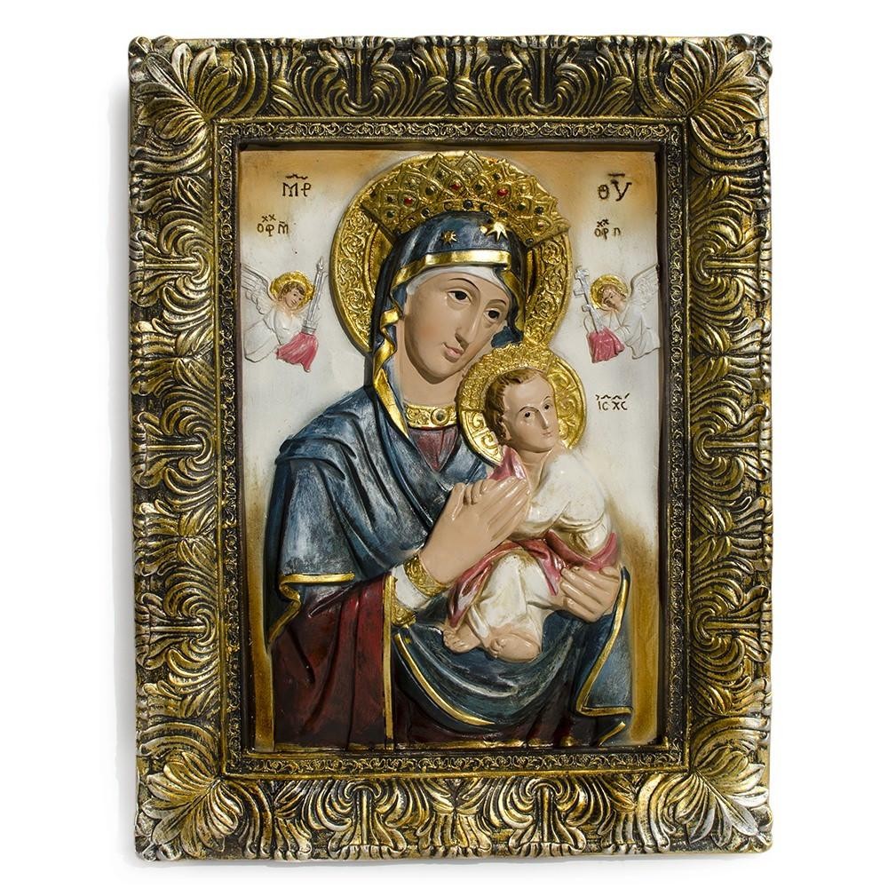 Mary Baby Jesus Religious Icon Framed Wall Art Christian Home 12 Inches