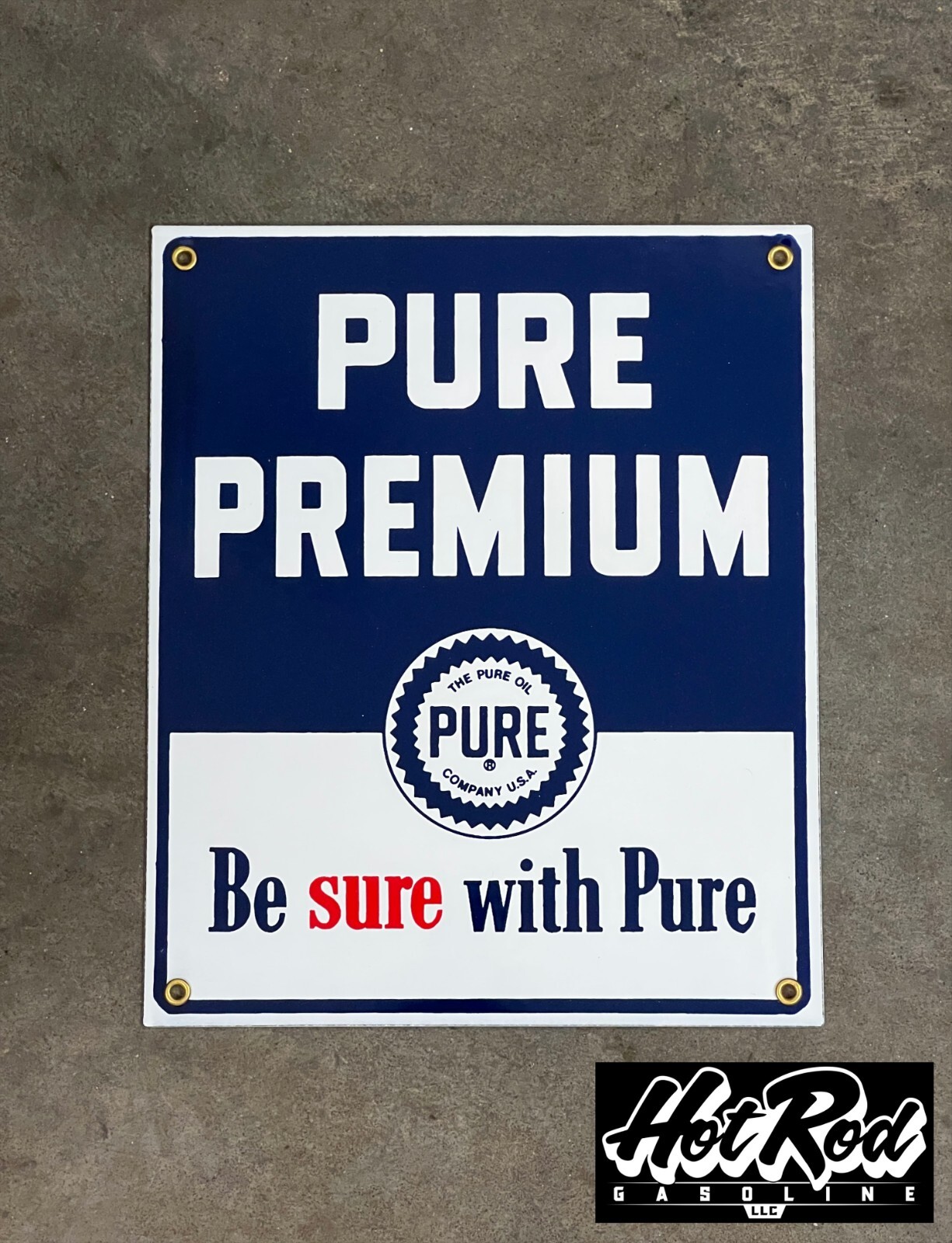 PURE PREMIUM GASOLINE Porcelain Sign