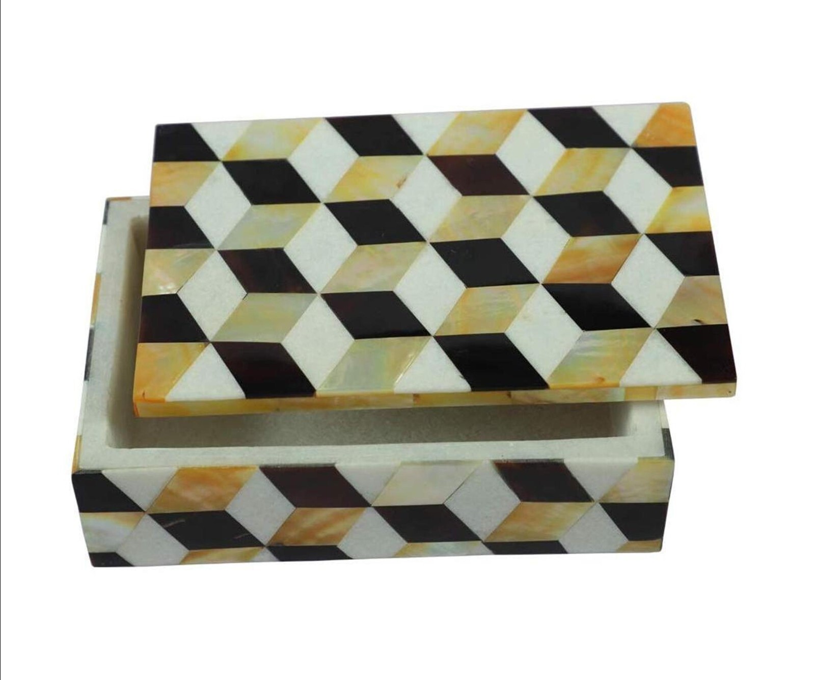 Rectangle Marble Jewelry Box Shiny Gemstone Random Work Anklet Box for Sister