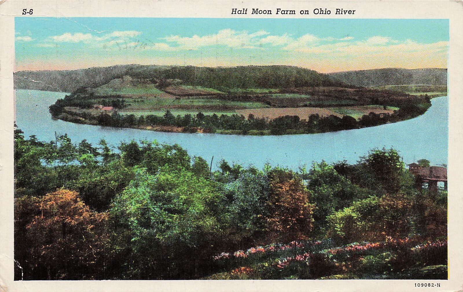 Half Moon Farm River Steubenville OH Ohio Jefferson County Vtg Postcard F42
