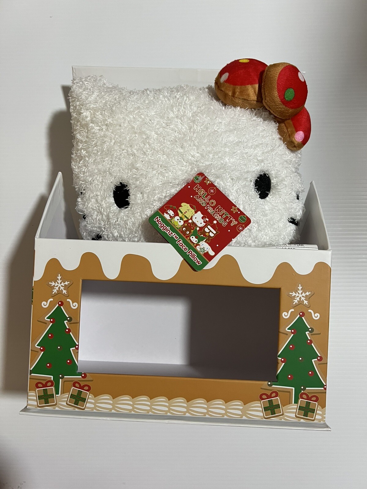 Sanrio Hello Kitty Gingerbread House Nogginz Face Pillow 8″ H x 10″ W x 5″ D