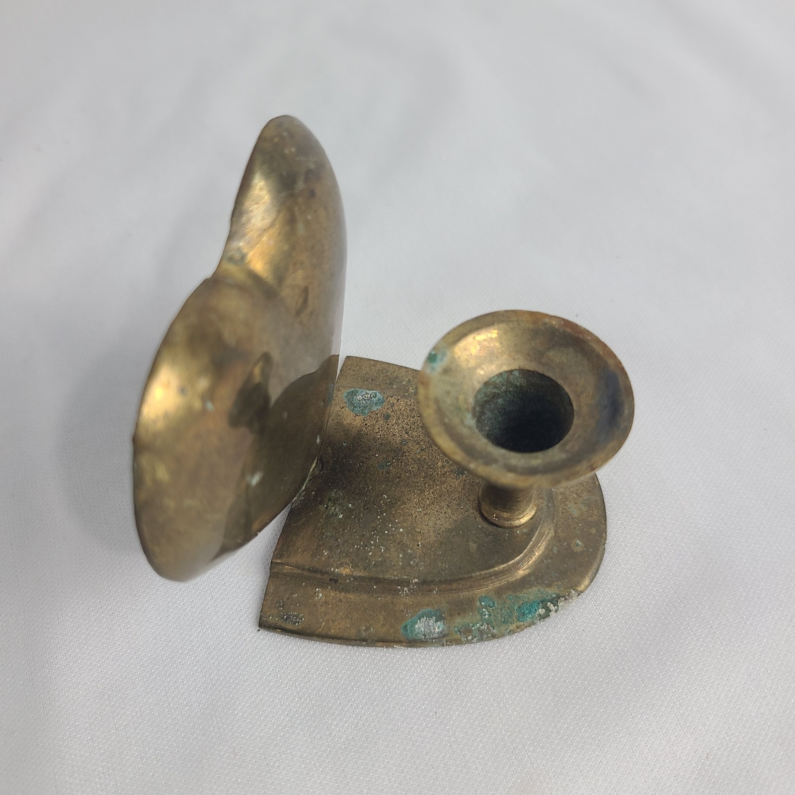 Vintage Archana Crafts Brass Heart Shaped Mini Candle Holder Wall Hang Shelf Sit