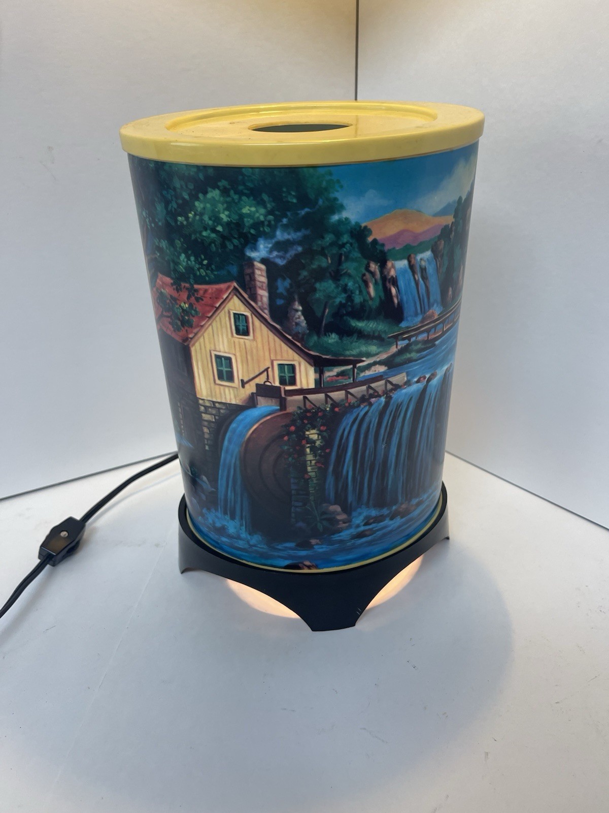 Vintage Op Motion Lamp Waterfall Mill Scene Rotating Light Econolite Style