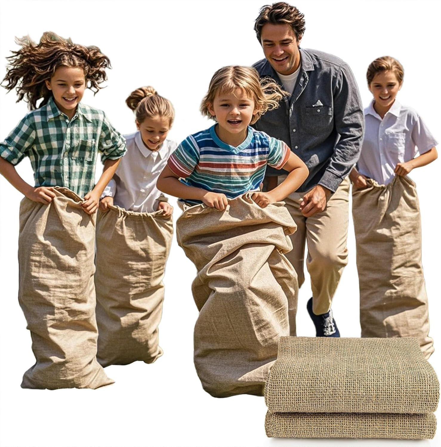 2 PCS Burlap Sacks Bulk – Natural Burlap Bags for Potato Sack Race, Plant Grow B