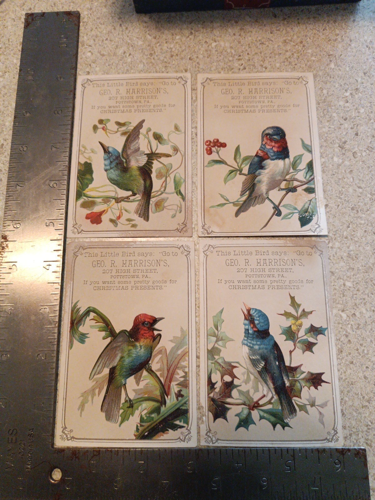 Geo. R. Harrison’s For Christmas Presents Pottstown Pennsylvania. Set Of 4 (P17)