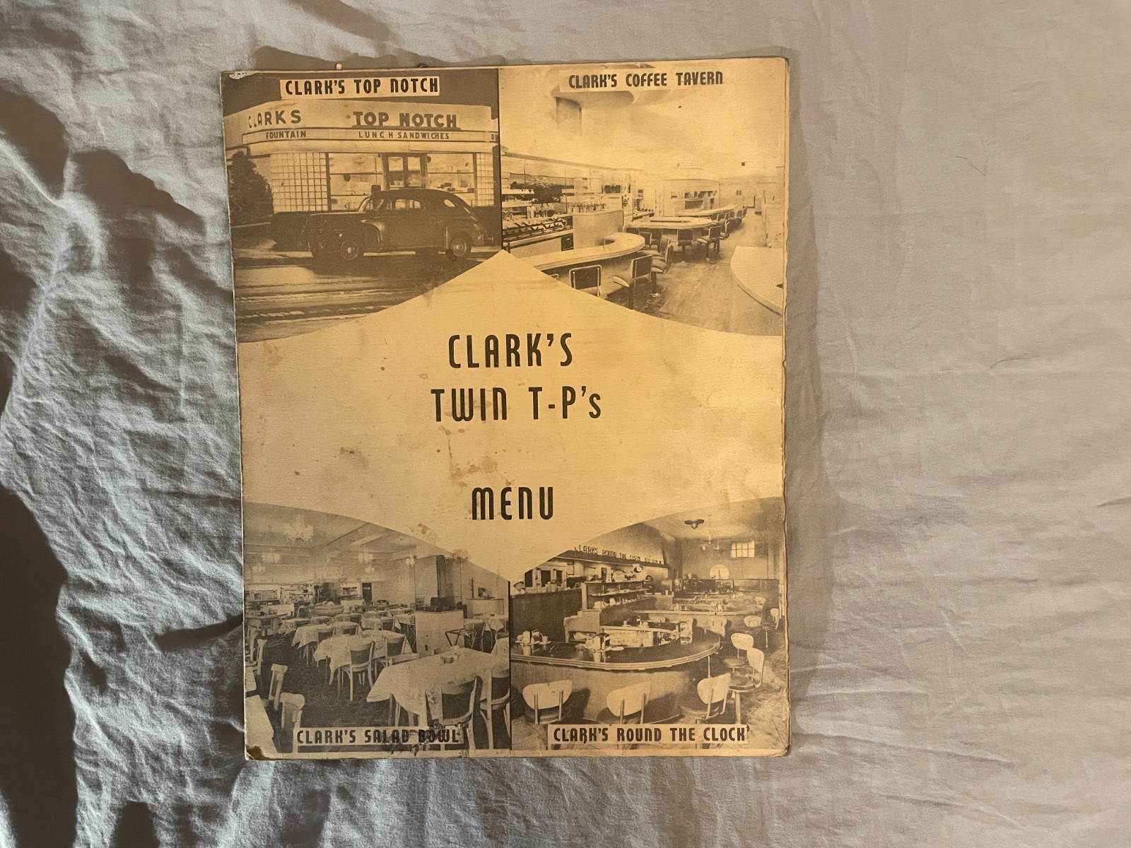 Clark’s Twin T-P’s Restaurant Menu Seattle Washington WA 1930’s 1940’s