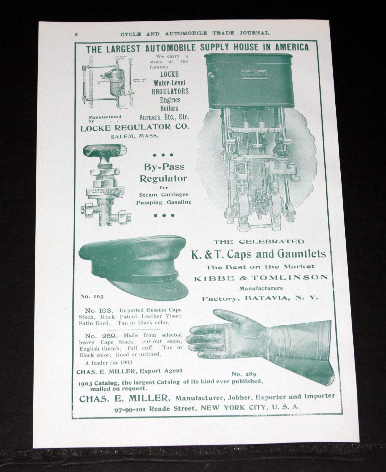 1903 OLD MAGAZINE PRINT AD, CHARLES MILLER-MASON STEAM ENGINE, AUTOMOBILE PARTS!