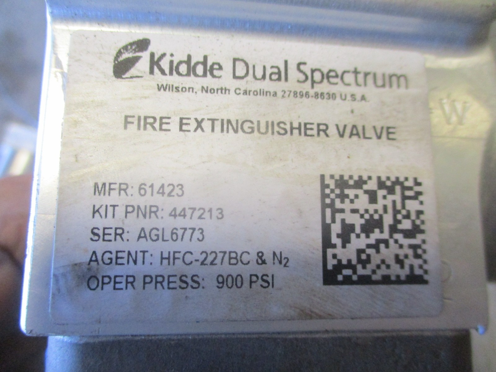 Used Dual Spectrum AFES Fire Bottle VALVE, Stainless/Alum, HMMWV etc. 447213