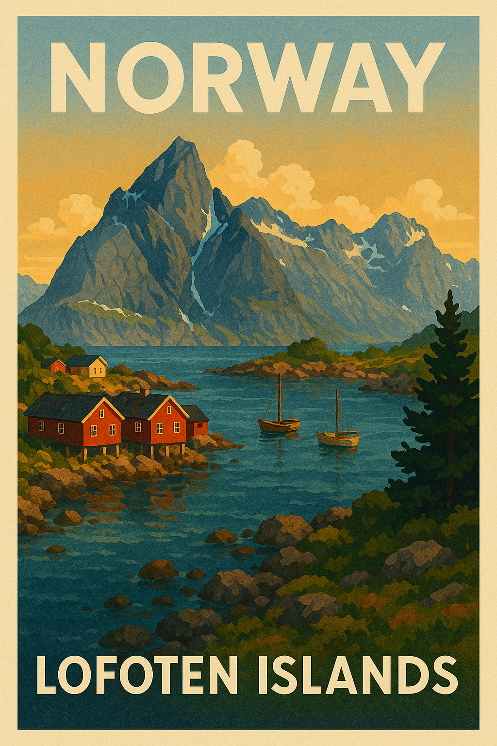 NORWAY TRAVEL POSTER *2X3 FRIDGE MAGNET* WORLD VACATION LOFOTEN ISLANDS COASTAL