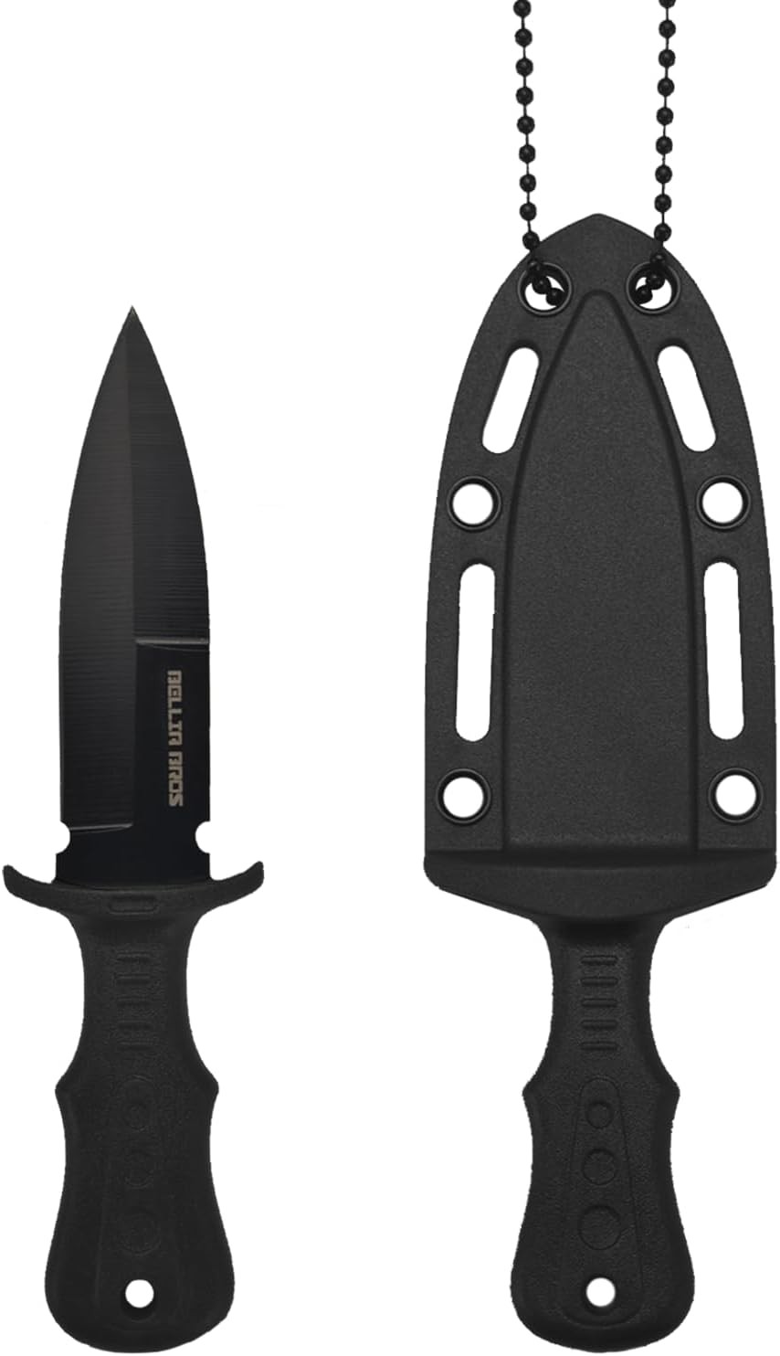 EDC Fixed Blade Neck Knife 4.72in Sheath Camping Black
