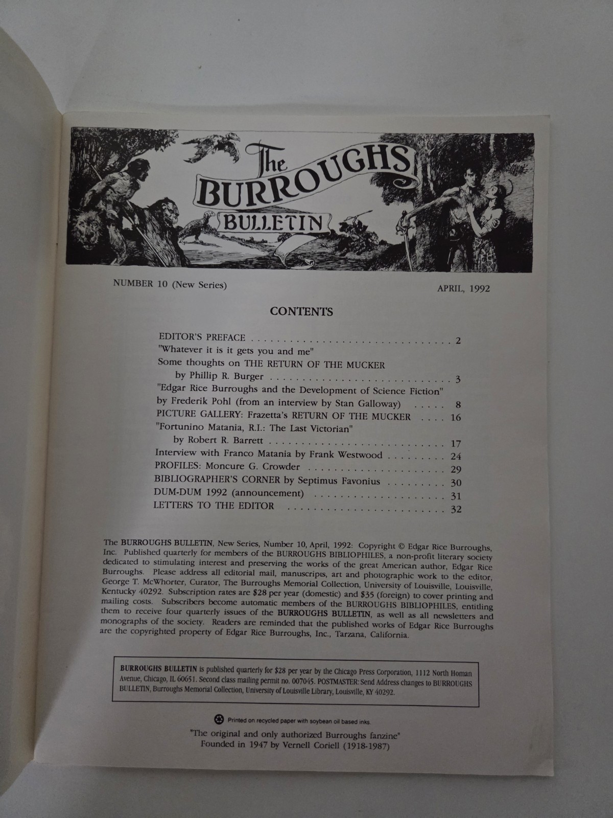 Burroughs Bulletin #11 July 1992 Edgar Rice Burroughs