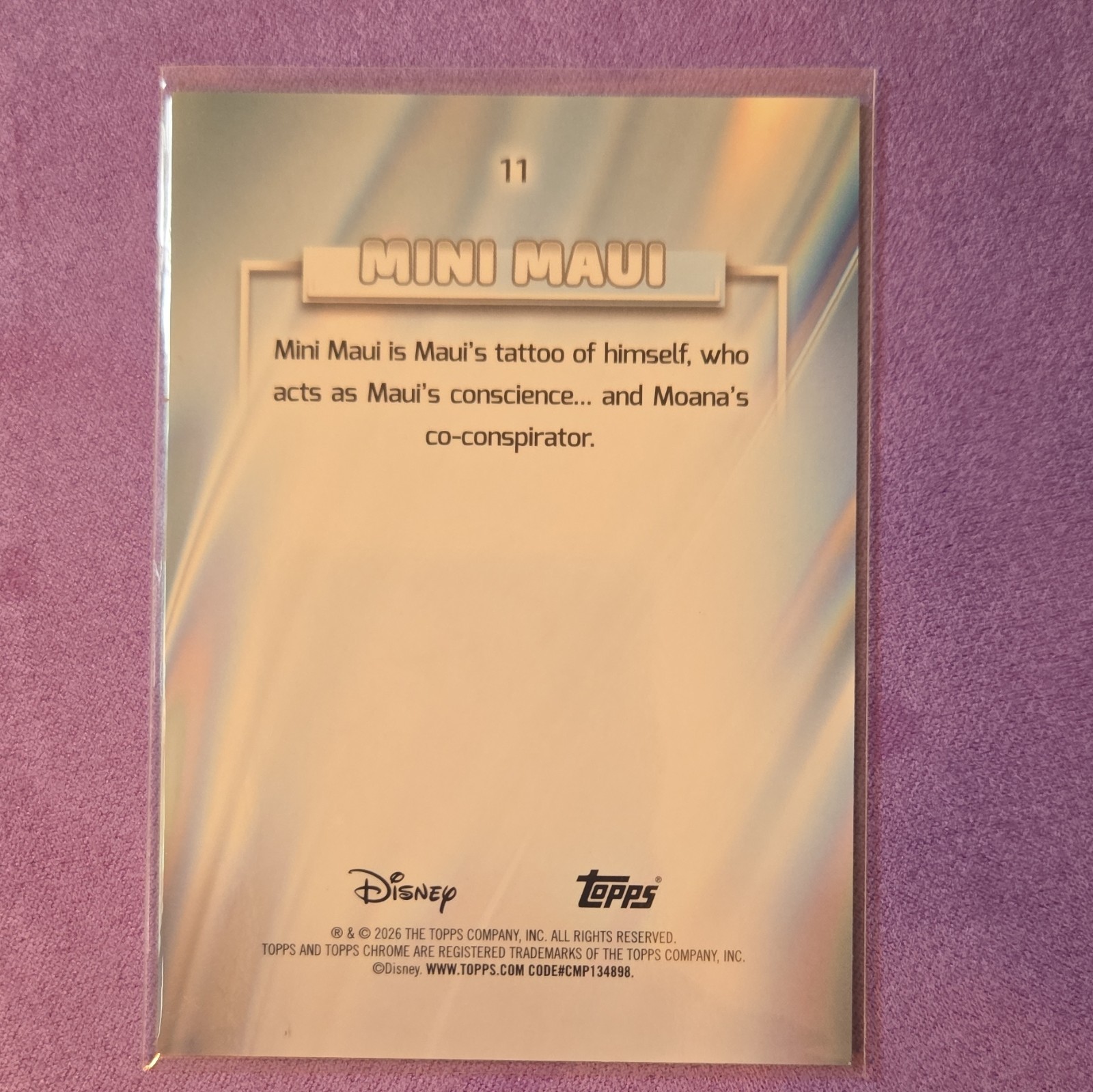 Topps 2026 Topps Chrome Disney Moana Mini Maui #11 Holographic Trading Card
