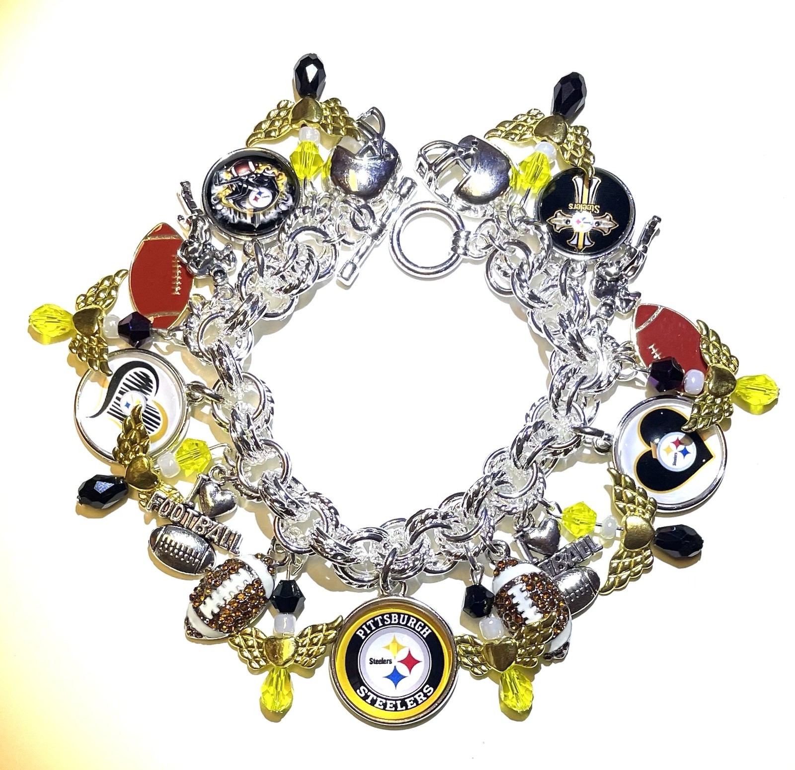 Pittsburgh Steelers NEW iTEM Premium Custom Made Charm Bracelet. FREE SHIPPING.