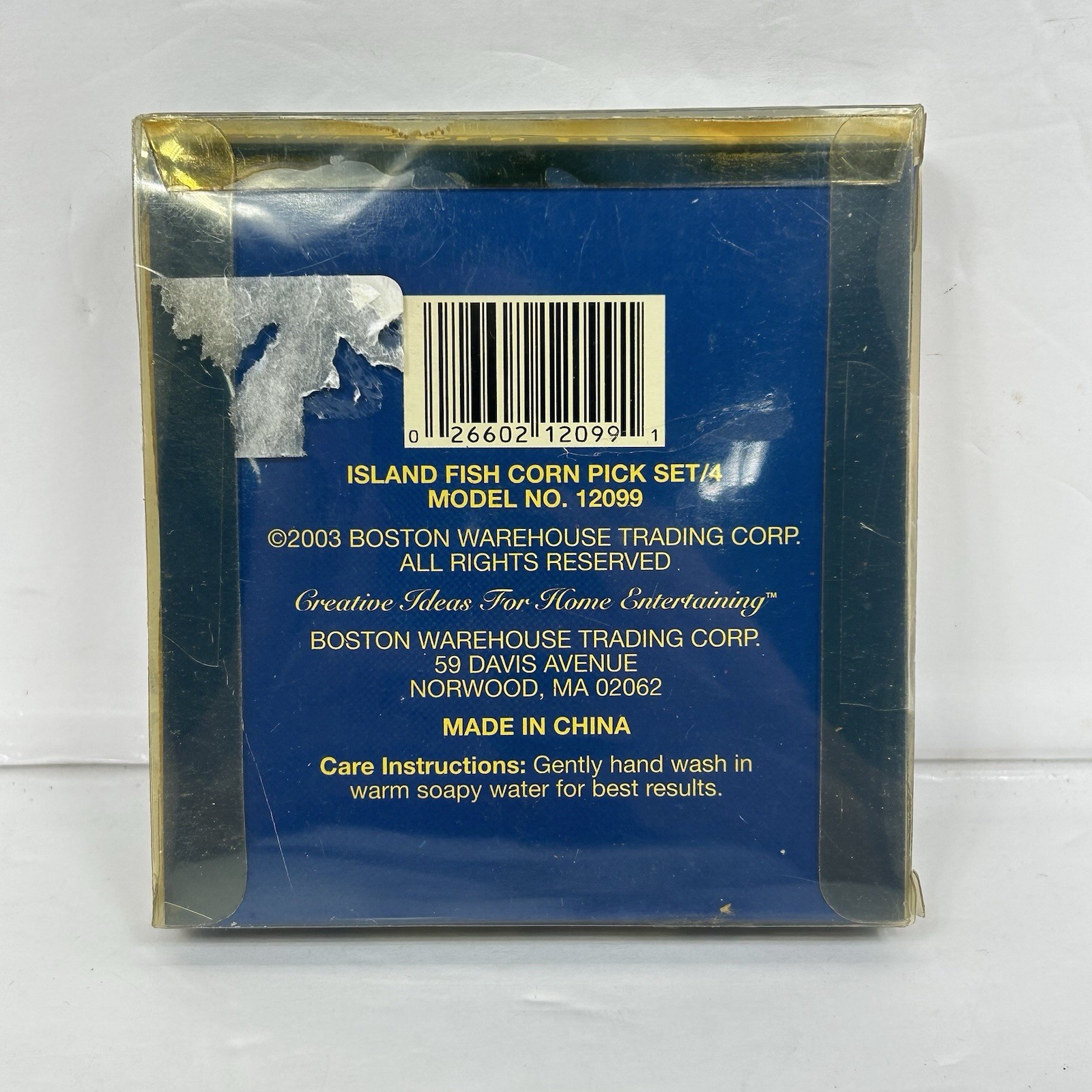 2003 Boston Warehouse lsland Fish Corn Pick Holders Set Of 4 Colorful Party