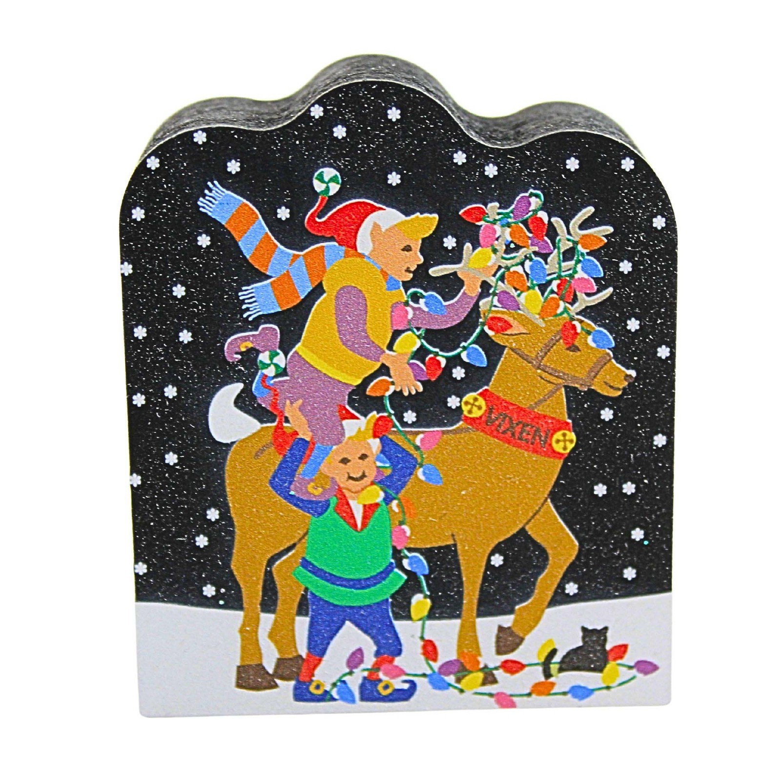 Cat’s Village 2.50In Lighting Up Vixen North Pole, Wood, Cats Meow 25923