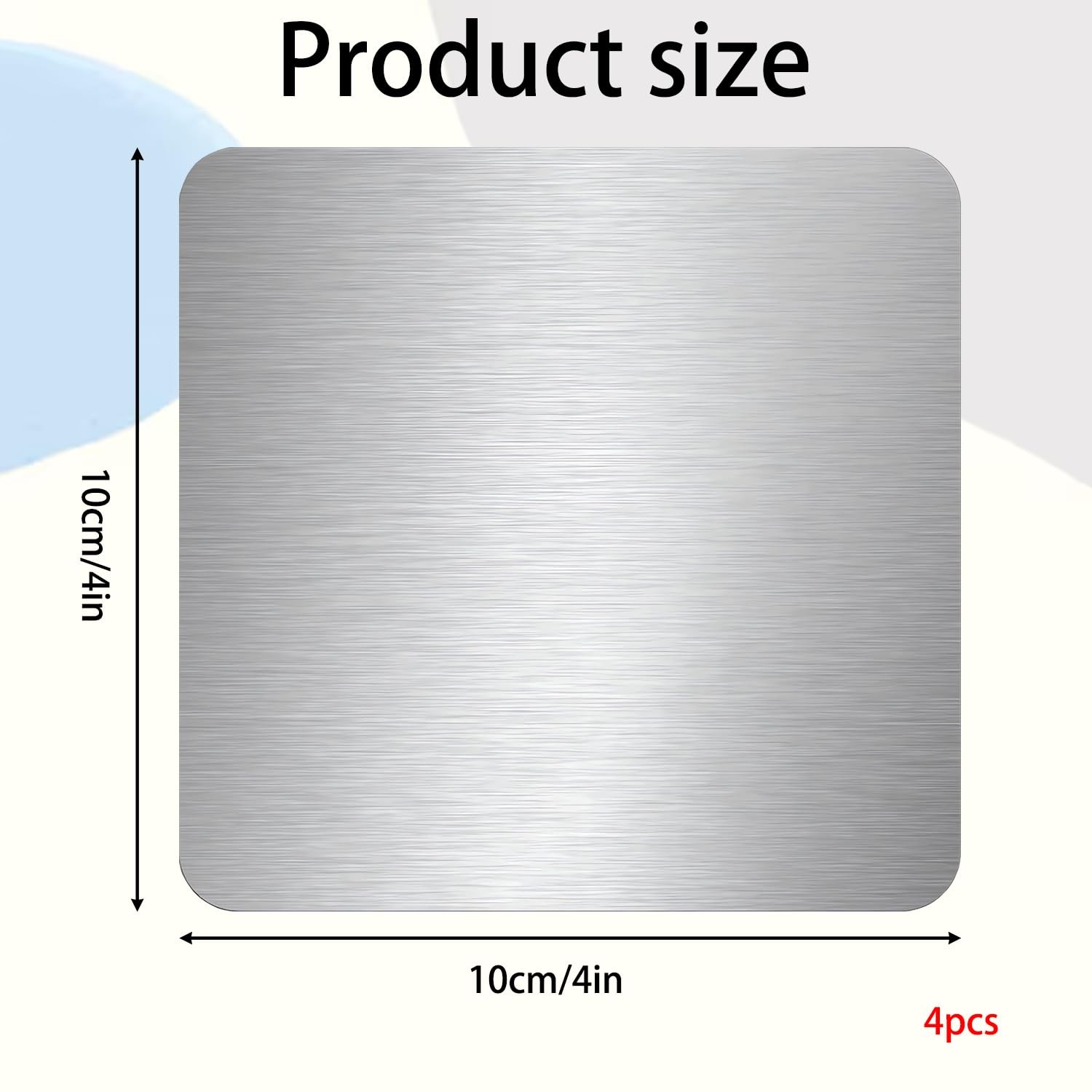 4 Pack Stainless Steel Flat Permit Panels, 4×4 Inch Universal Metal Plates wi…