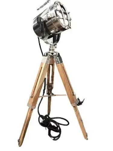 Designer Search light Studio Floor Lamp Spot Light With Wooden Tripod Stand