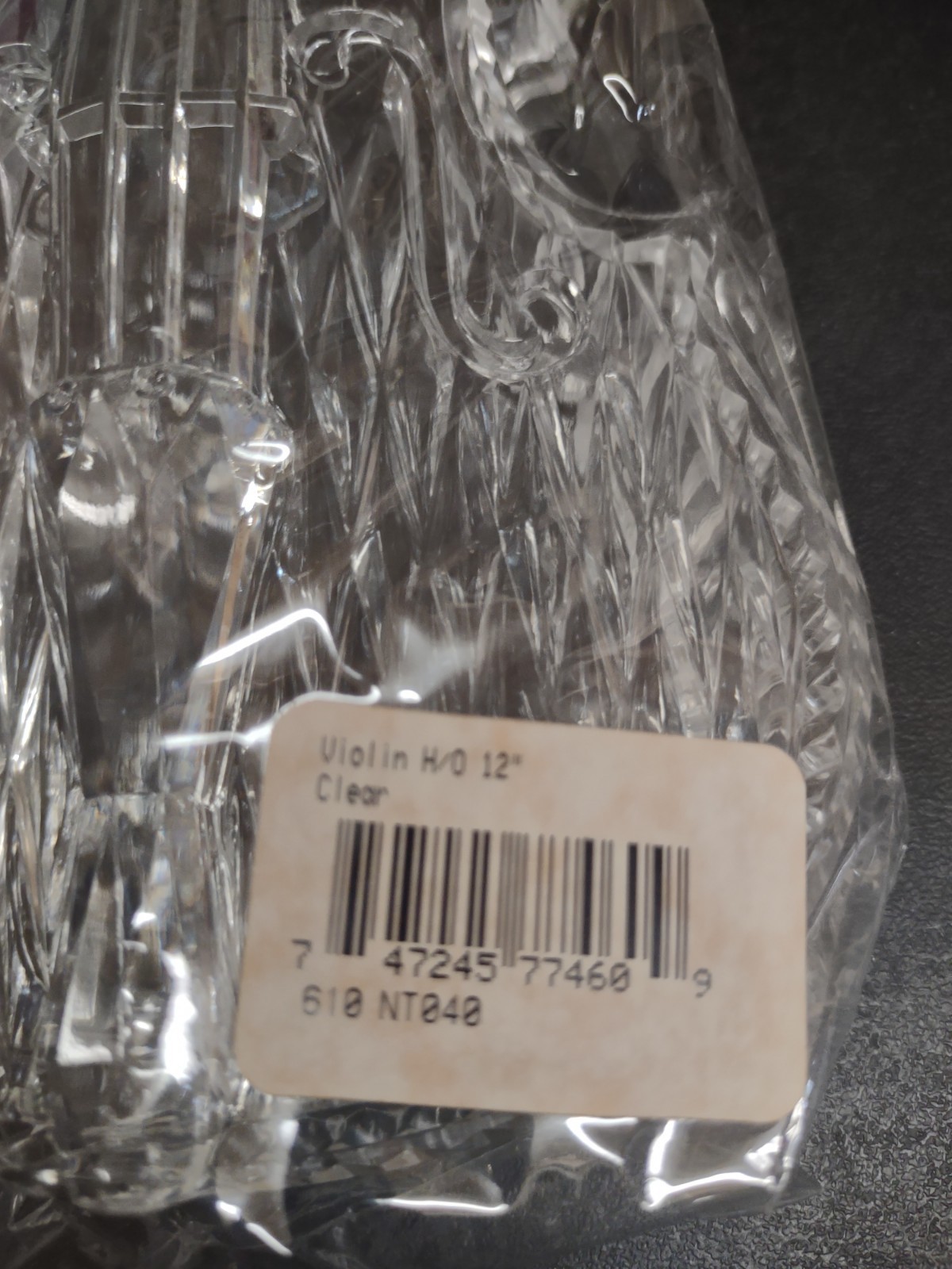 Cut-Crystal Style Acrylic Violin Keepsake Box, 12 Inches, Early 90s Vintage