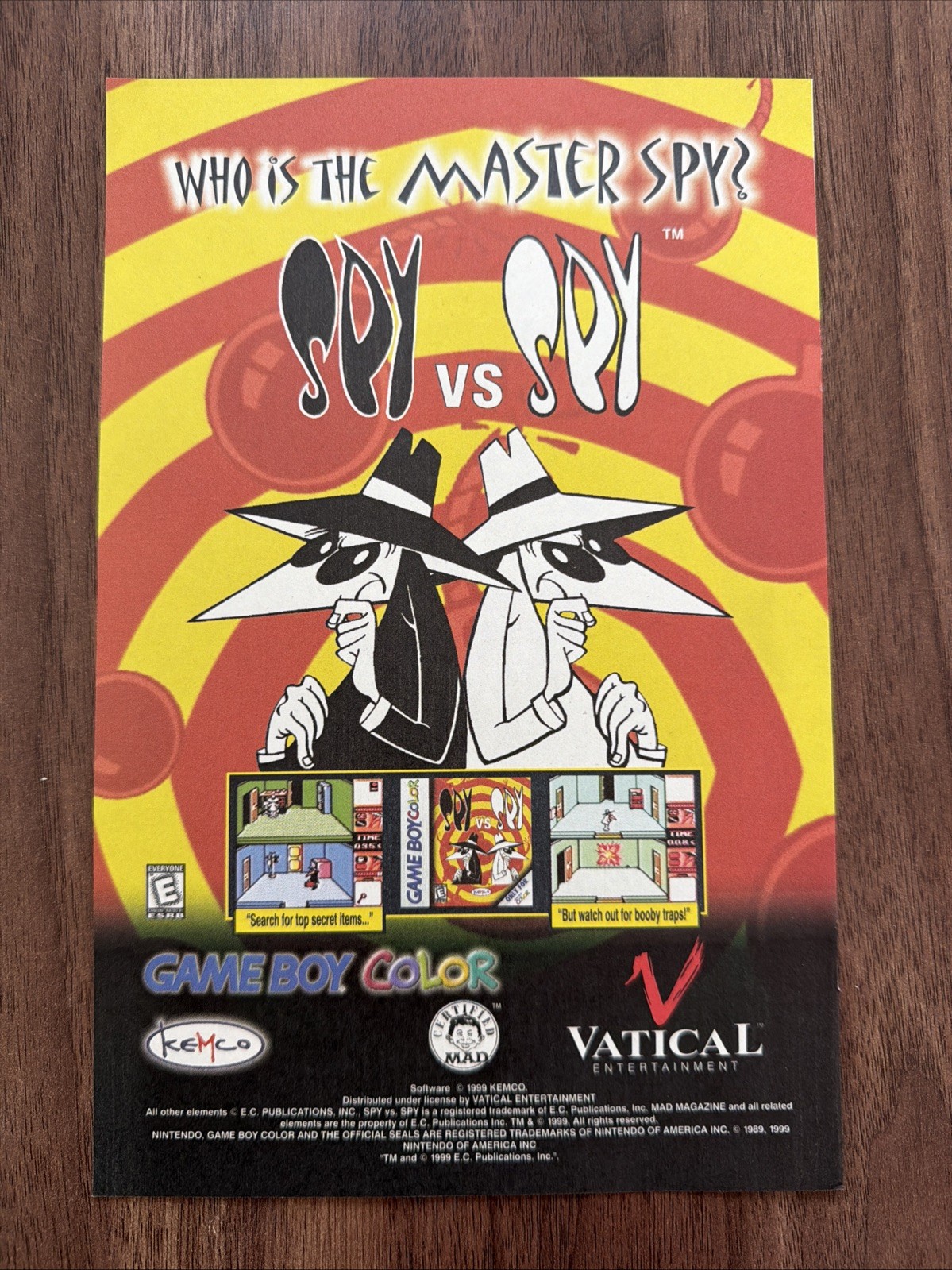 Spy Vs Spy Nintendo Game Boy Color Print Ad MAD Magazine Vintage 90s Gaming