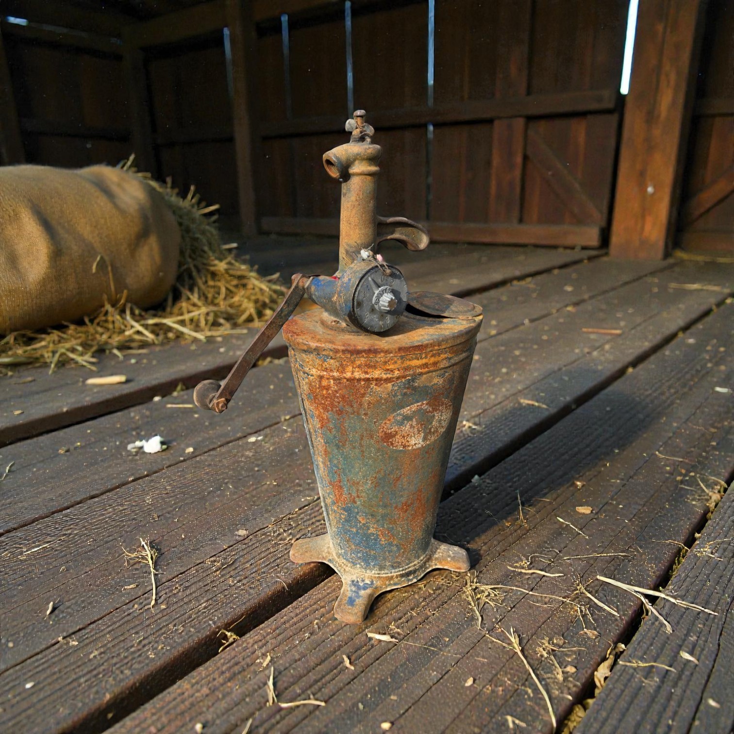 Vintage 1940s Alemite Hand Crank Grease Pump Cast Iron Tractor Oiler