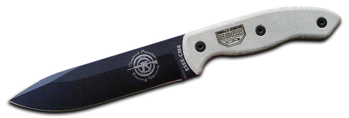 ESEE Knives CM-6 Fixed Blade Knife Black 1095 Carbon Steel Natural Micarta